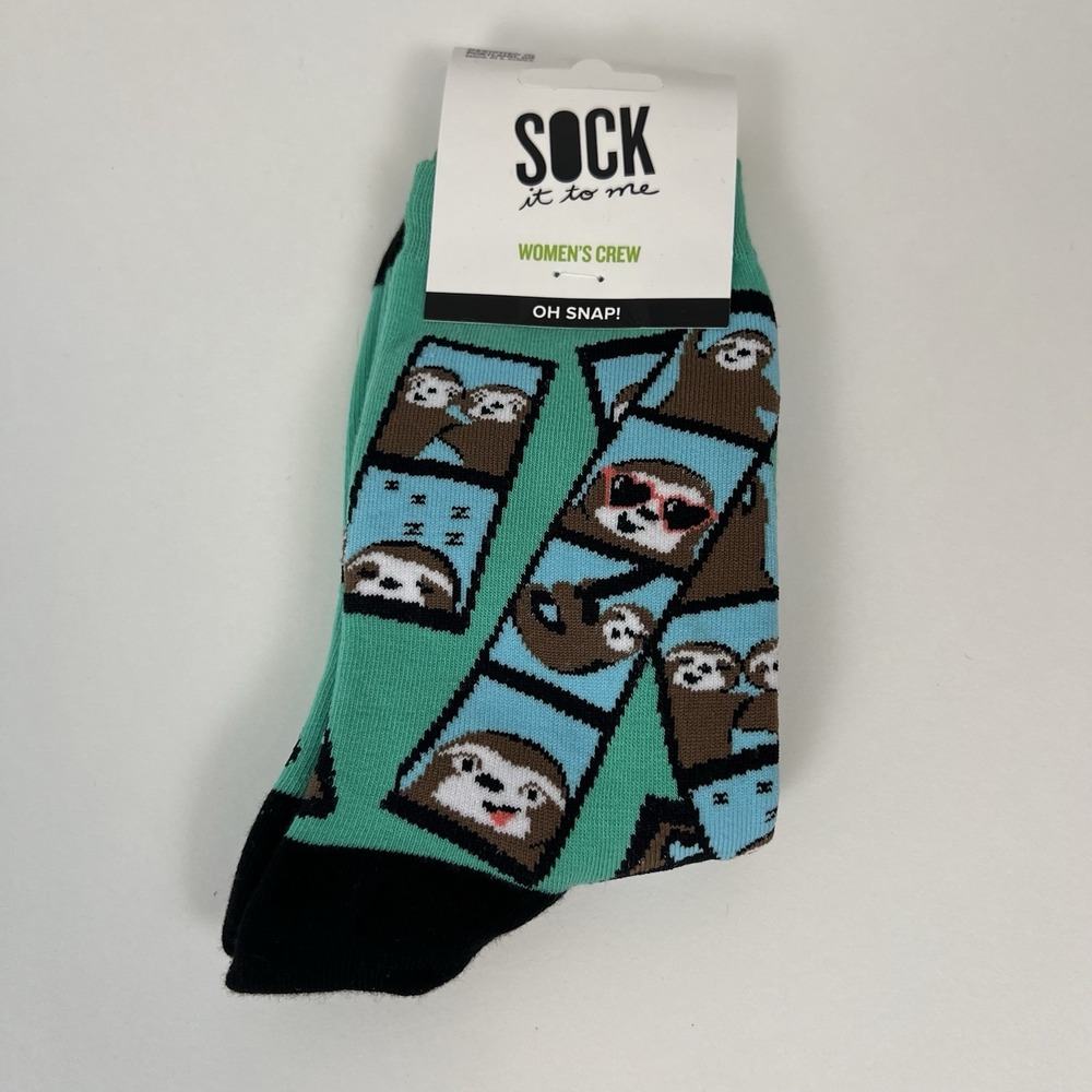 Sock it to me -OH Snap- Womens crew US shoe 5-10 Sloth novelty cute‎ animals